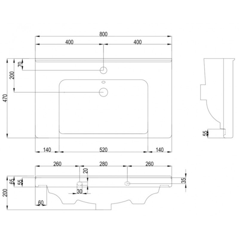 Раковина ASB-Woodline Dreja Гармония 80 белый 29124 - 3