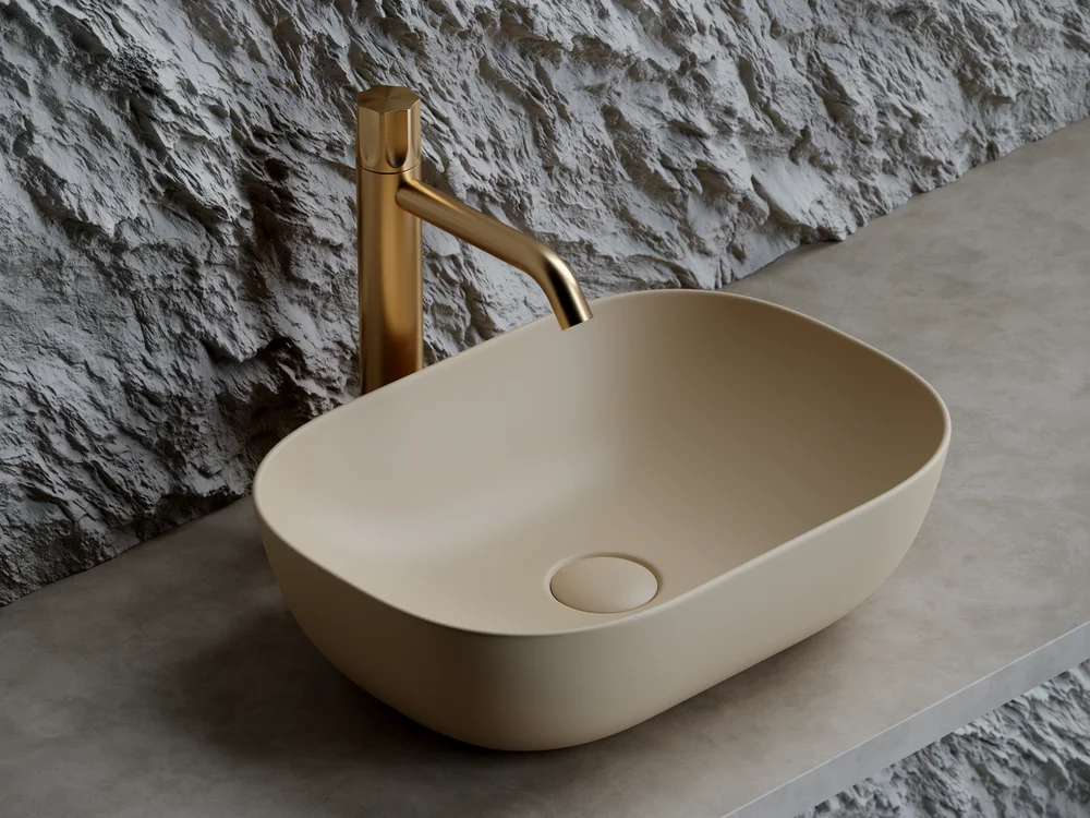 Раковина накладная Ceramica Nova Element 45.5х32.5 бежевая матовая CN6009MC - 1