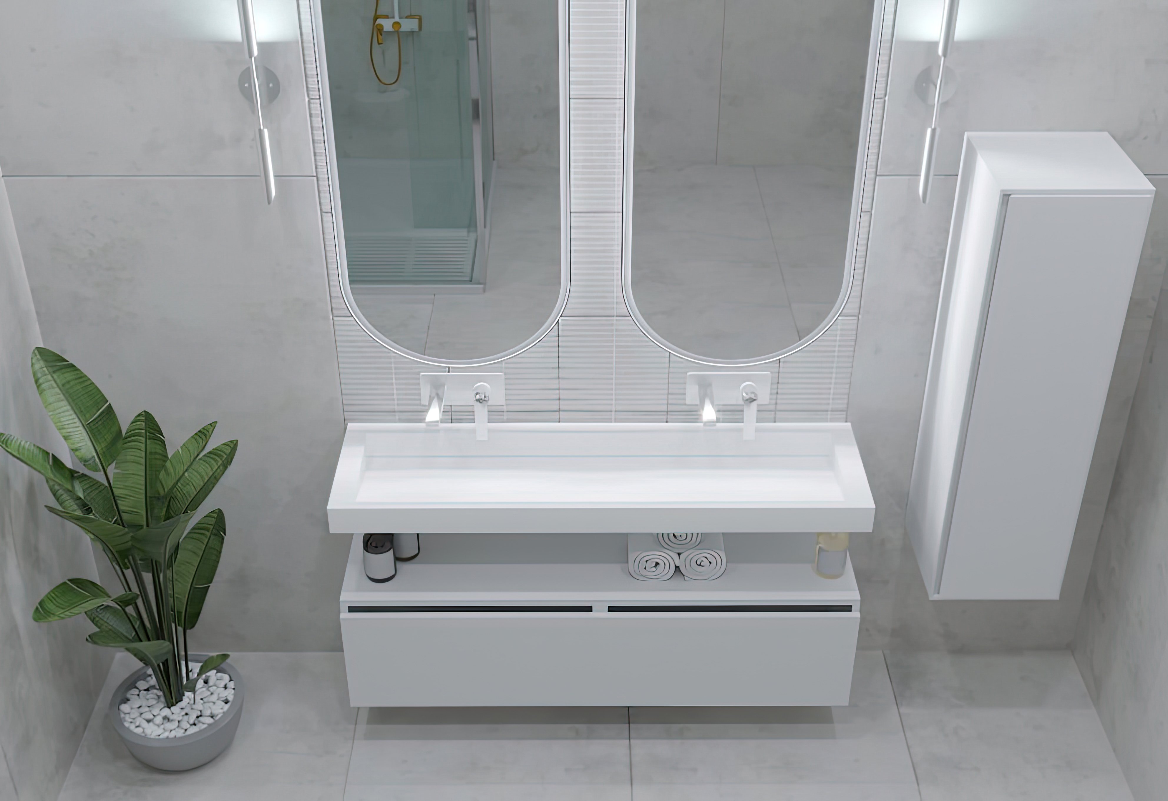 Раковина - столешница Armadi Art Flat Calacatta 140 белый 859-140 - 1