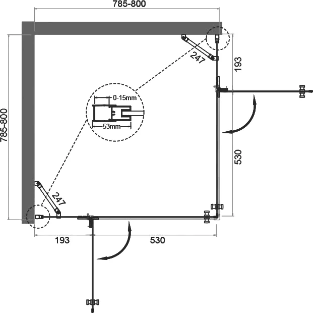 Душевой уголок BelBagno Kraft 80х80 хром  KRAFT-A-22-80-C-Cr - 5