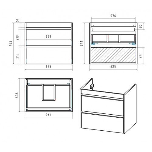 Тумба под раковину Brevita Balaton 65 белый  BAL-06065-01-01П2Я - 5