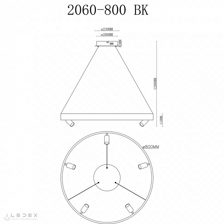 Подвесная люстра iLedex Vision 2060-D800 BK - 2