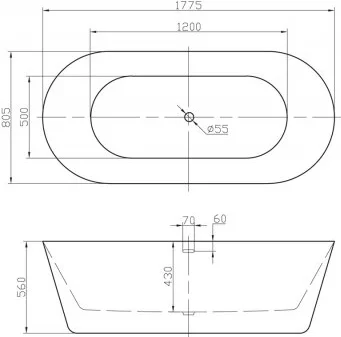 Акриловая ванна BELBAGNO 180х80 белый  BB306-1775 - 4