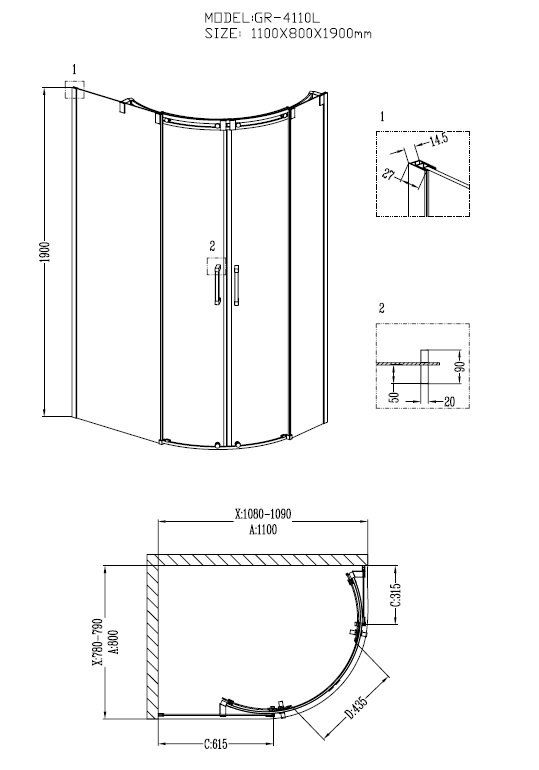 Душевой уголок Grossman Galaxy GR-4110L - 1