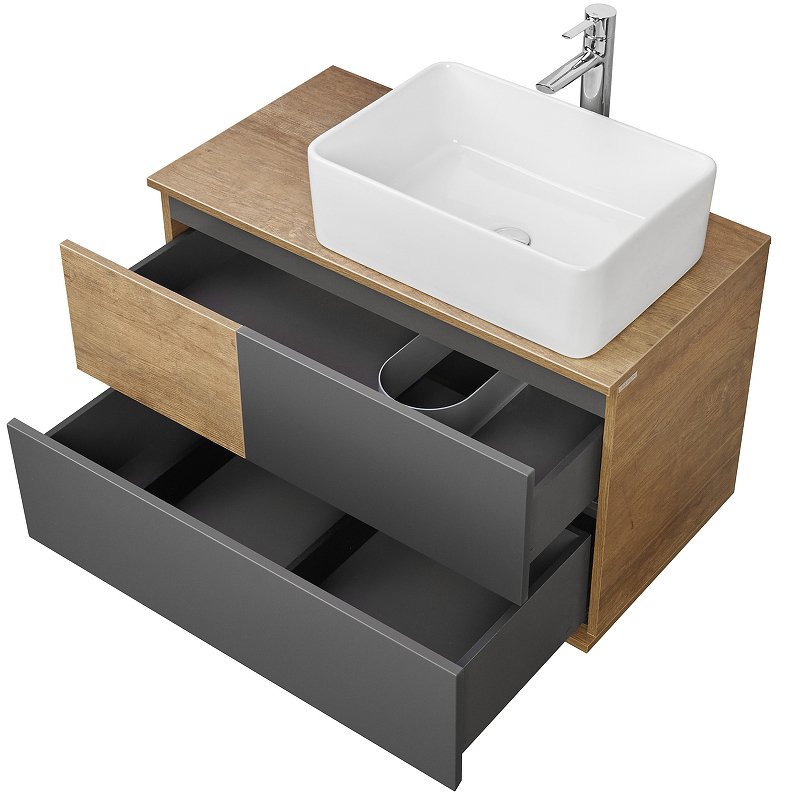 Тумба под раковину Aquaton Терра 105 светлое дерево-серый 1A246901TEKA0 - 4