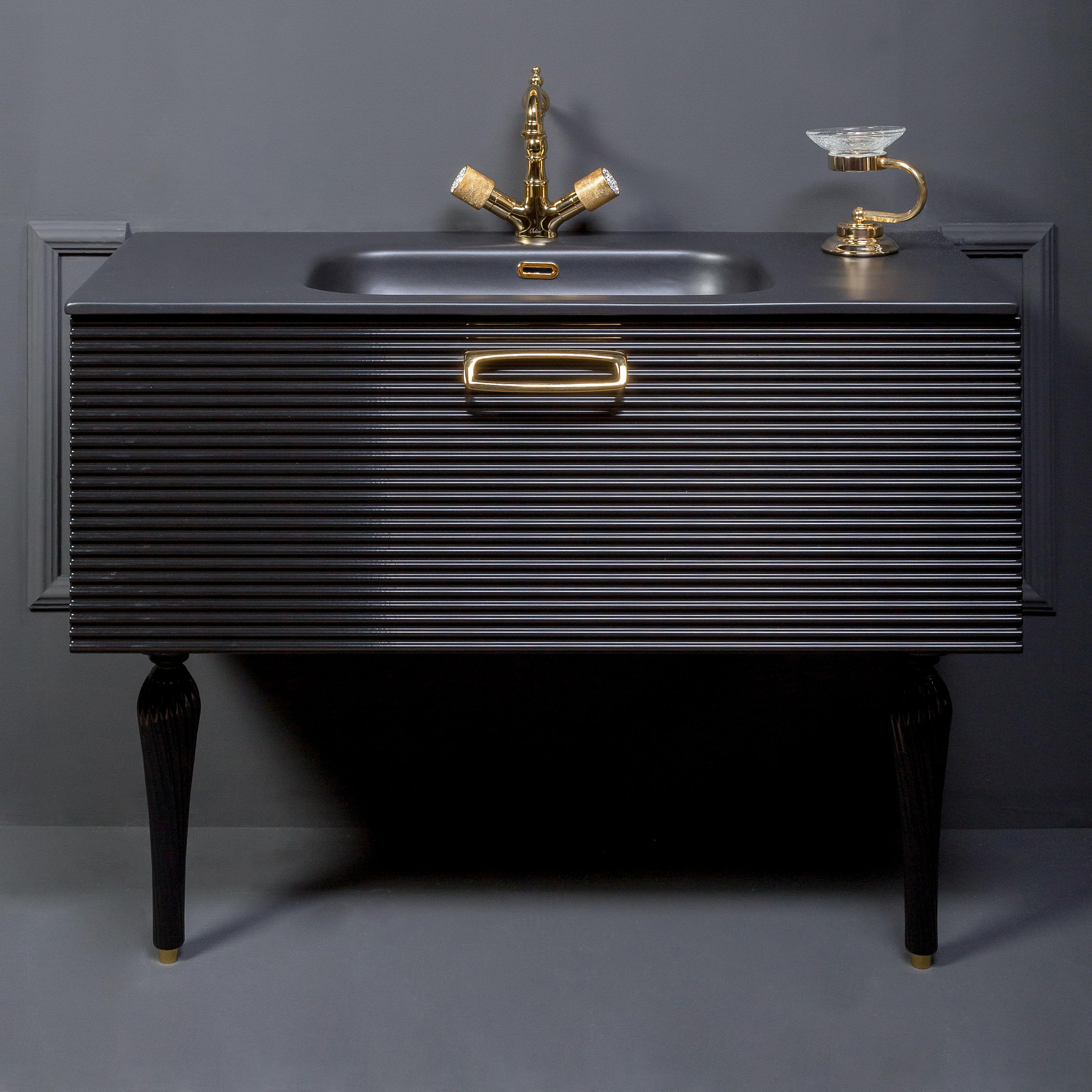 Тумба под раковину Armadi Art Vallessi Avangarde Linea 100 черный - золото 842-100-BG - 0