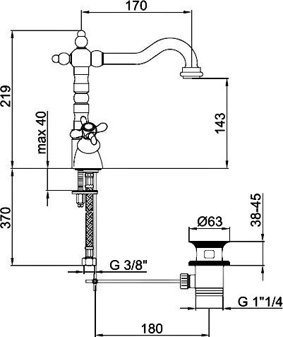 Смеситель Webert Ottocento OT700302015 хром, для раковины - 1