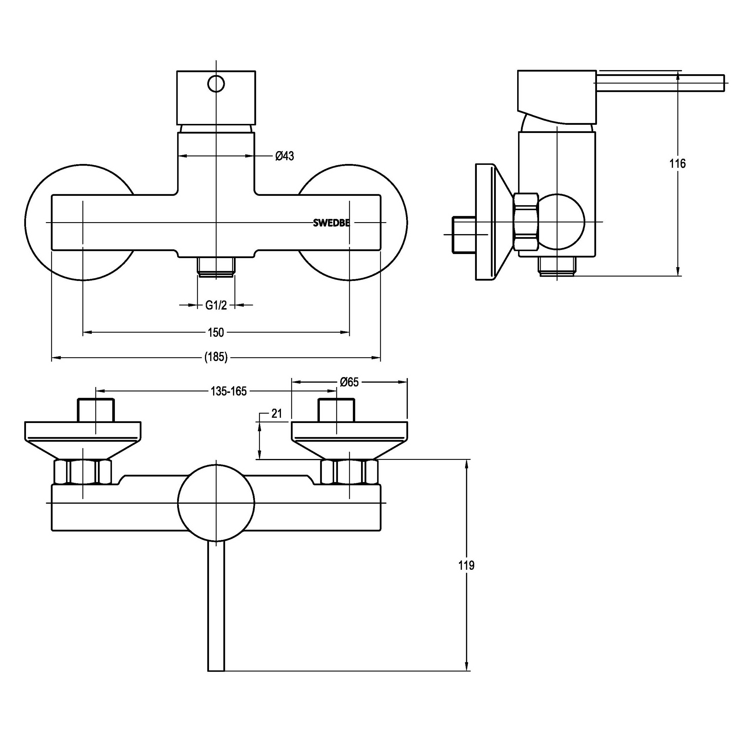 Swedbe Diana Смеситель для душа 1020 - 3