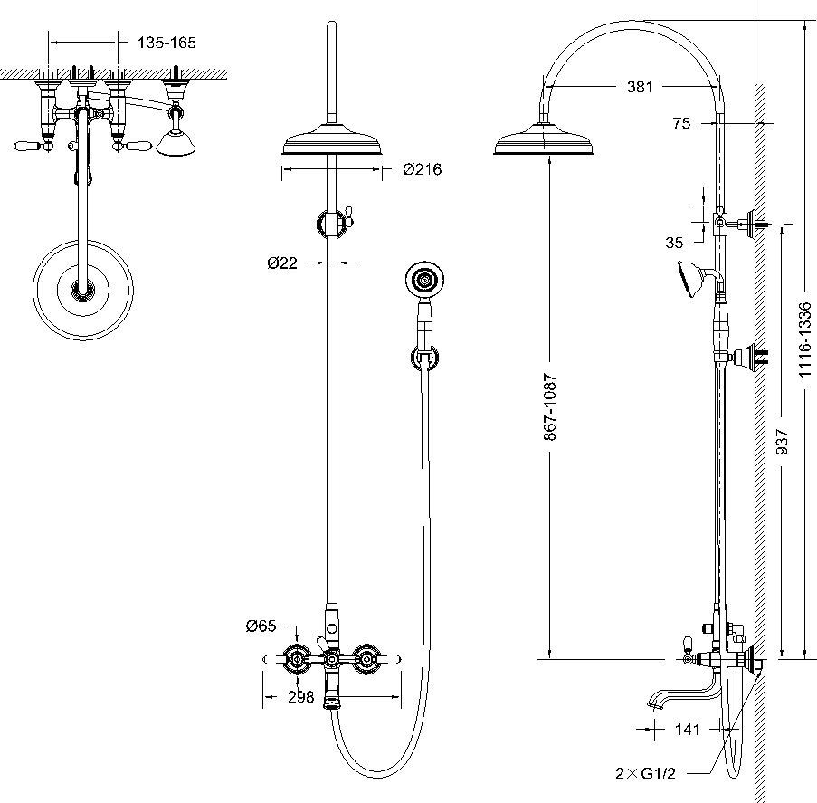 Душевая стойка Bravat Art F65193BAF-A2-RUS - 1