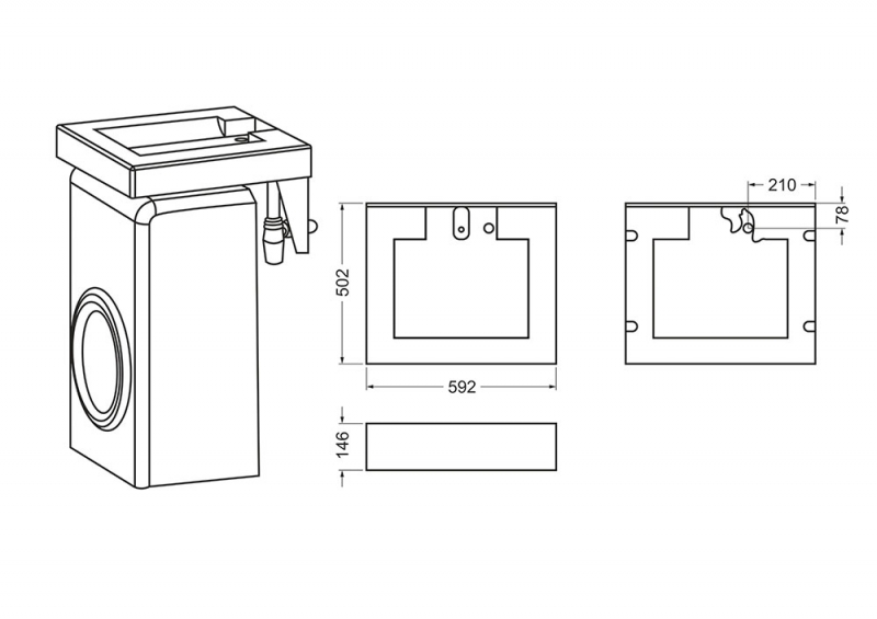 Раковина Stella Polar Корини 60х49 на стиральную машину белый SP-00000237 - 6