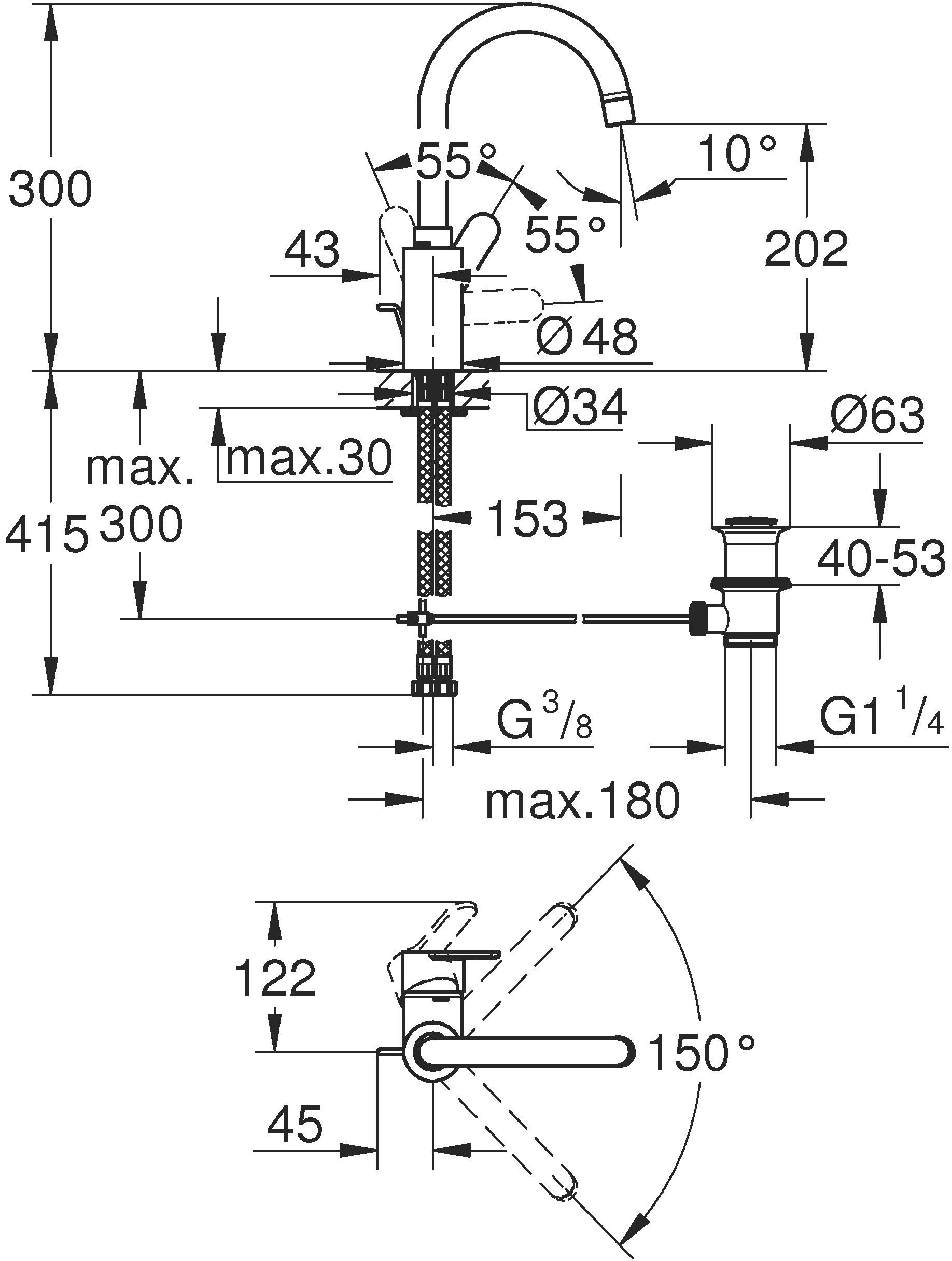 Смеситель Grohe Eurosmart Cosmopolitan 32830001 для раковины - 4