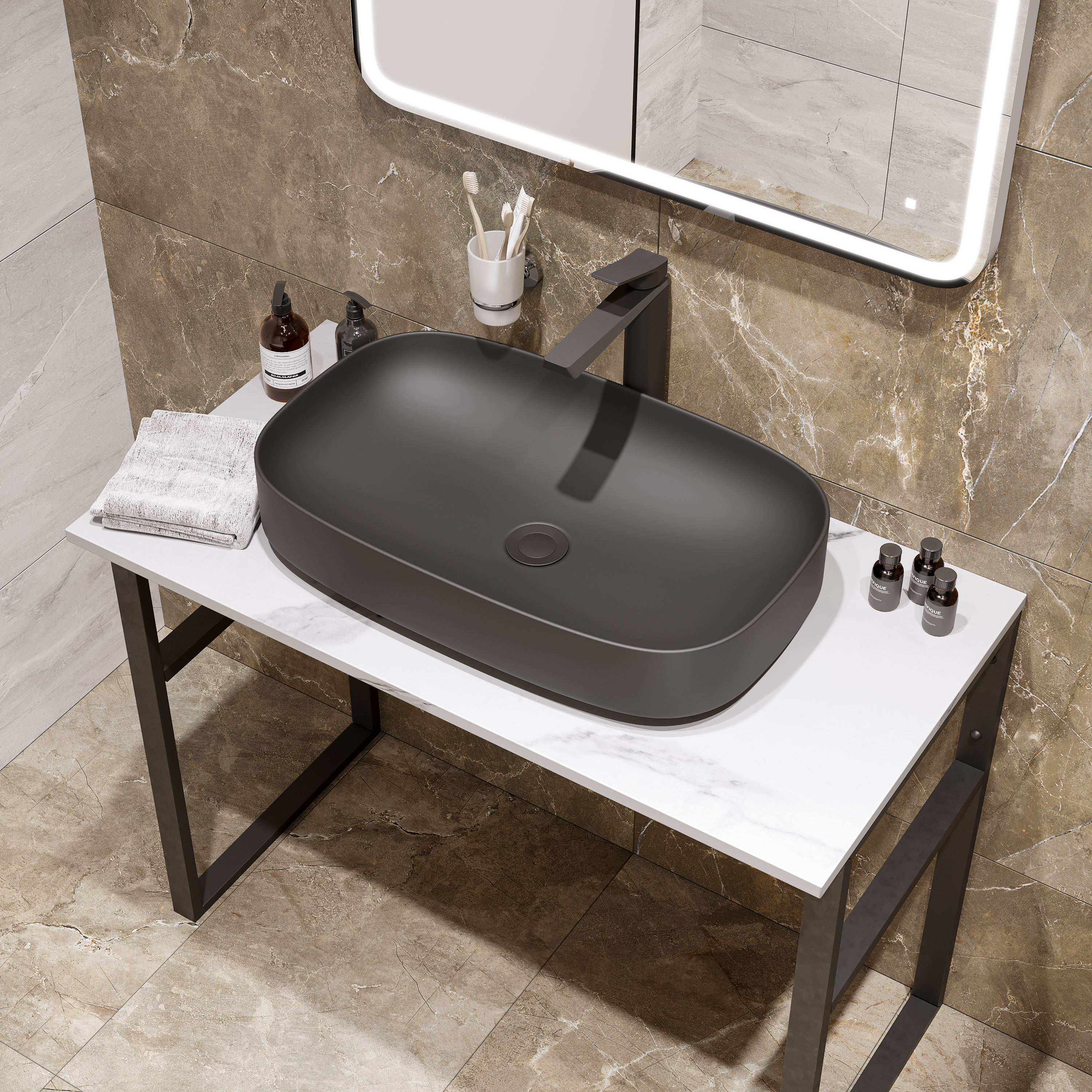 Раковина STWORKI накладная 65 3064-110 черная матовая - 3