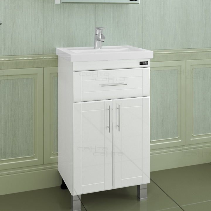 Тумба с рааковиной напольная Санта Дублин 50 белый - 0