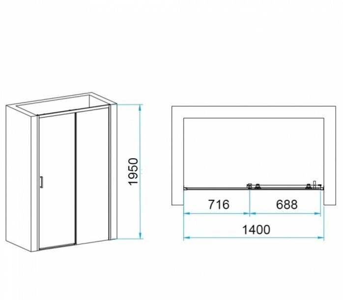 Душевая дверь RGW Passage PA-017 140х195 профиль хром стекло прозрачное 350801714-11 - 1