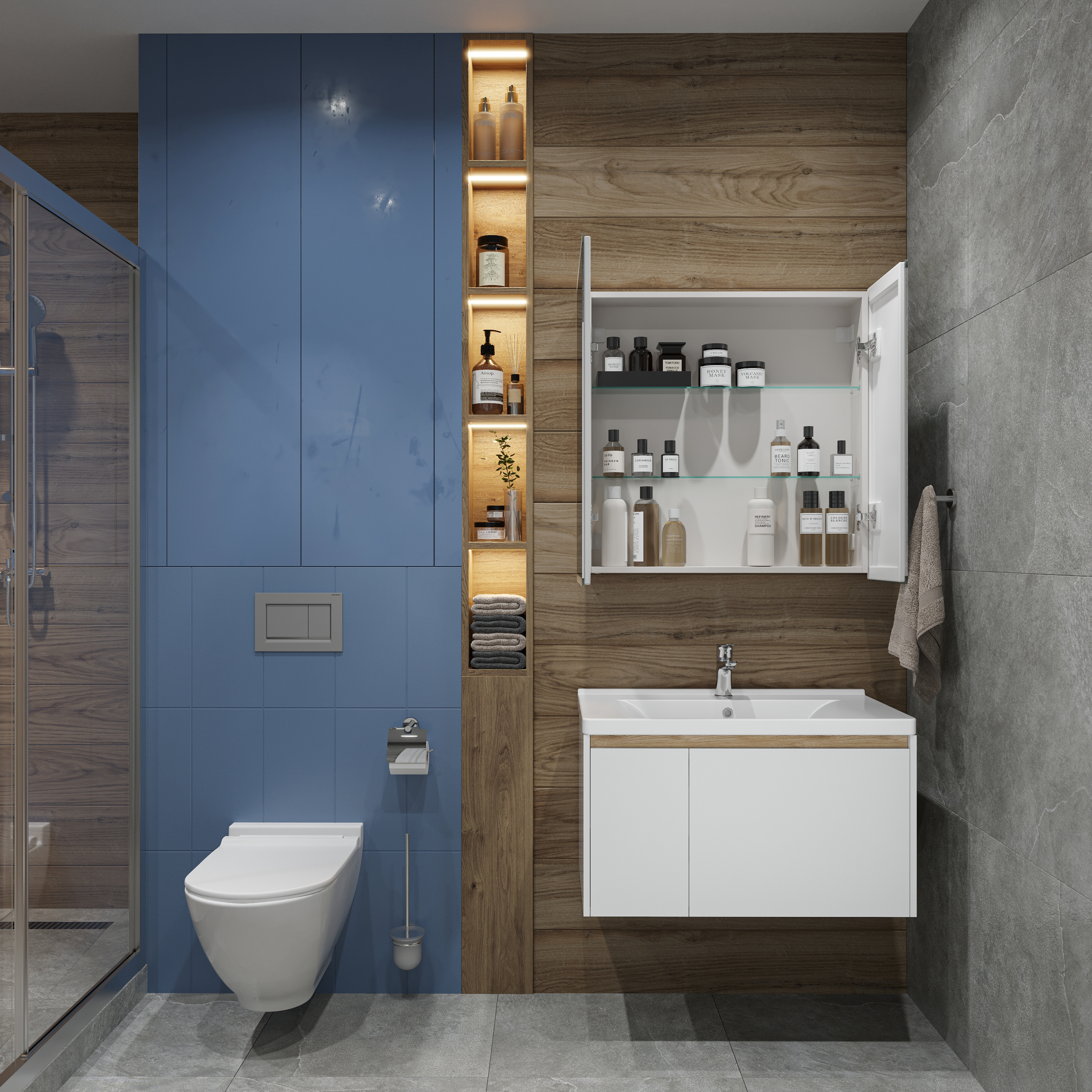 Зеркало-шкаф STWORKI Стокгольм МВК082 80, с подсветкой, прямоугольное, белое, в стиле лофт, навесное - 7