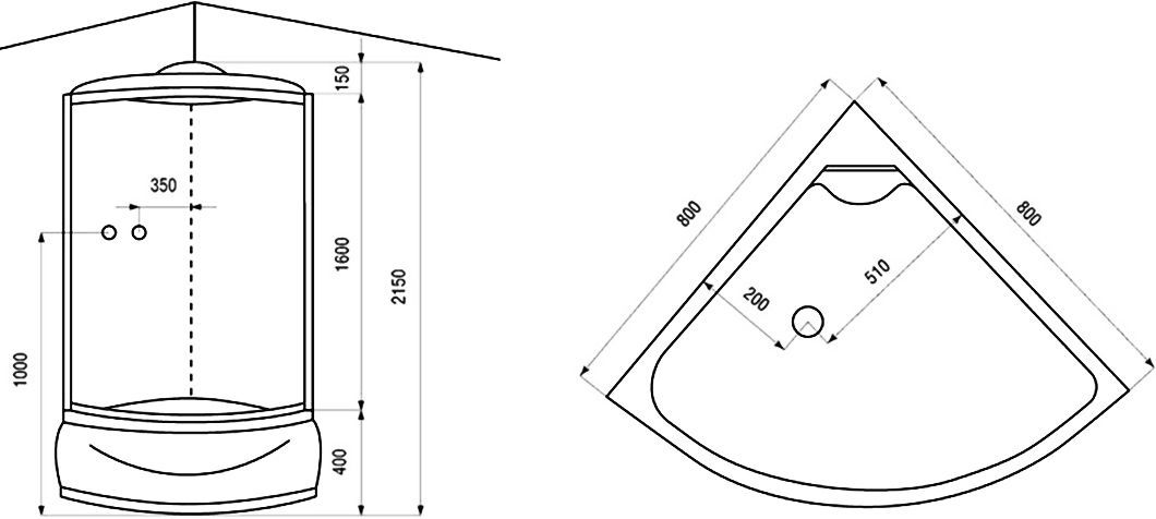 Душевая кабина Arcus  80x80 см  AS-108 - 3