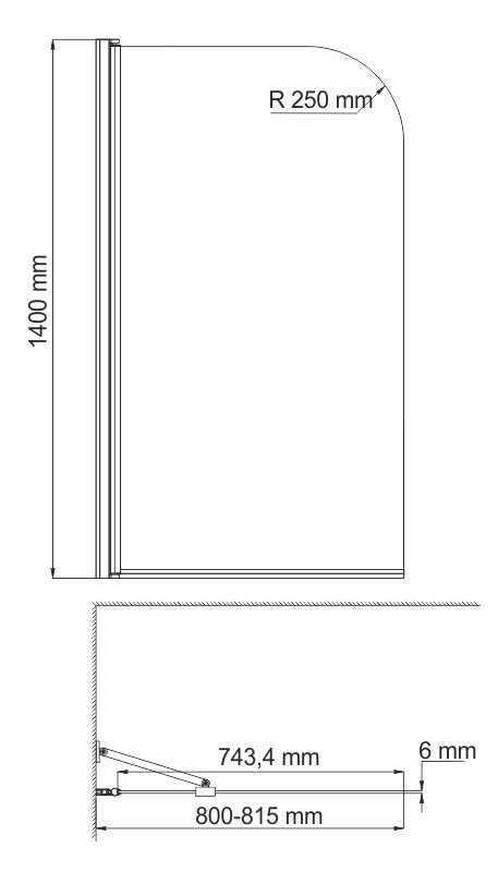 Шторка на ванну Wasserkraft Leine 80х140 профиль белый стекло прозрачное 35P01-80WHITE Fixed - 1