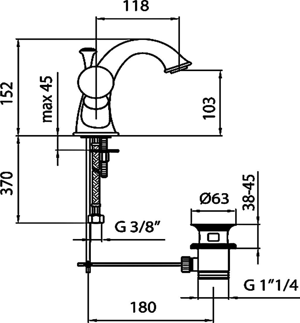 Смеситель для раковины Webert Karenina, золото  KA700102010 - 9