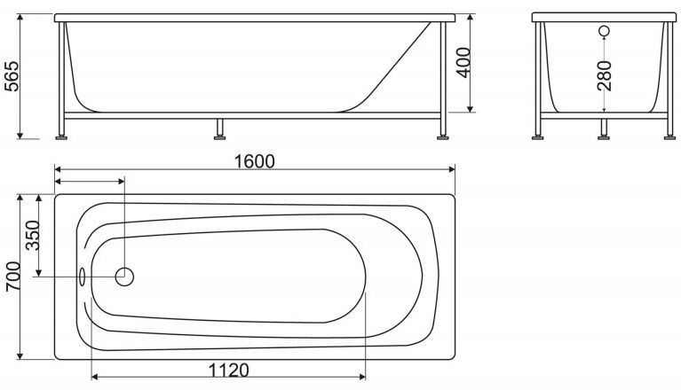Акриловая ванна BelBagno BB102-160-70 - 5