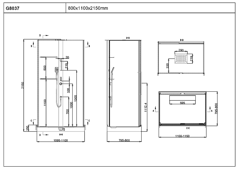 Душевая кабина Black&White Galaxy 110х80 черная 8037000 - 2