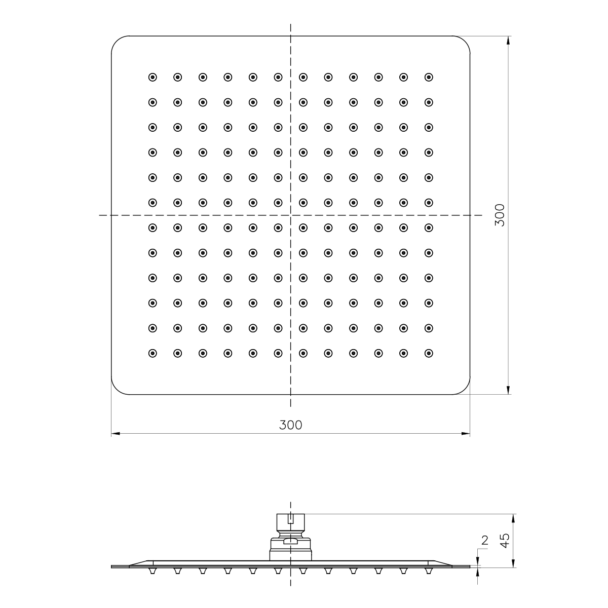 Душевая лейка верхняя Lemark LM9488S, квадратная, 300х300 мм., нерж. сталь - 1