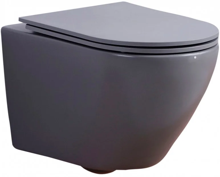 Унитаз подвесной Esbano Azalea с сиденьем микролифт, серый матовый  ESUPAZALGM - 0