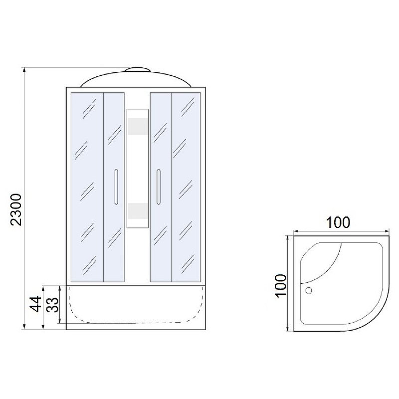 Душевая кабина с поддоном River Nara XL 100/44 MT  10000006212 - 4