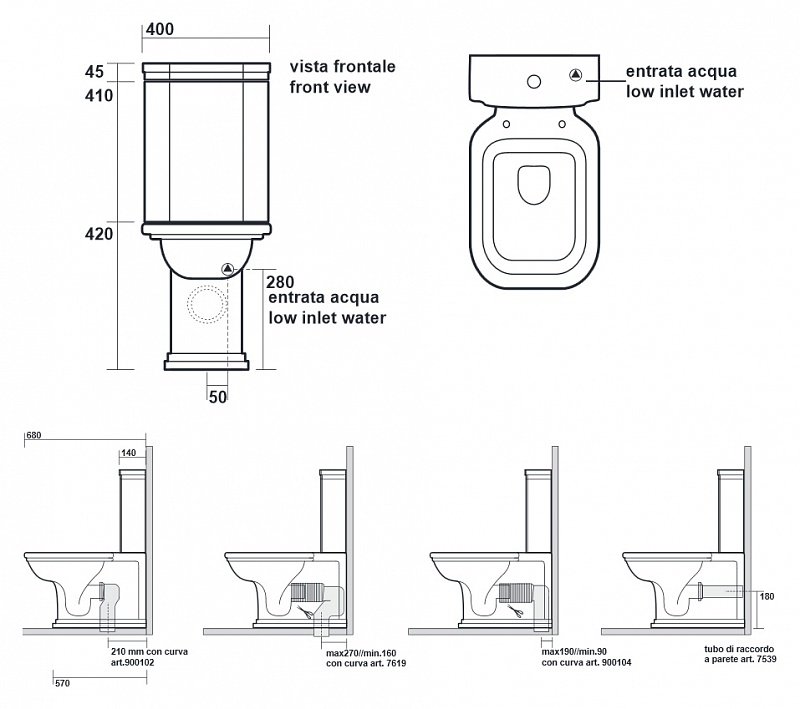 Бачок для унитаза Kerasan Waldorf белый  418101 - 3