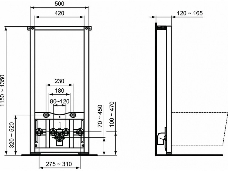 Комплект биде с инсталляцией Ideal Standard Tesi белый D3868V1 - 8