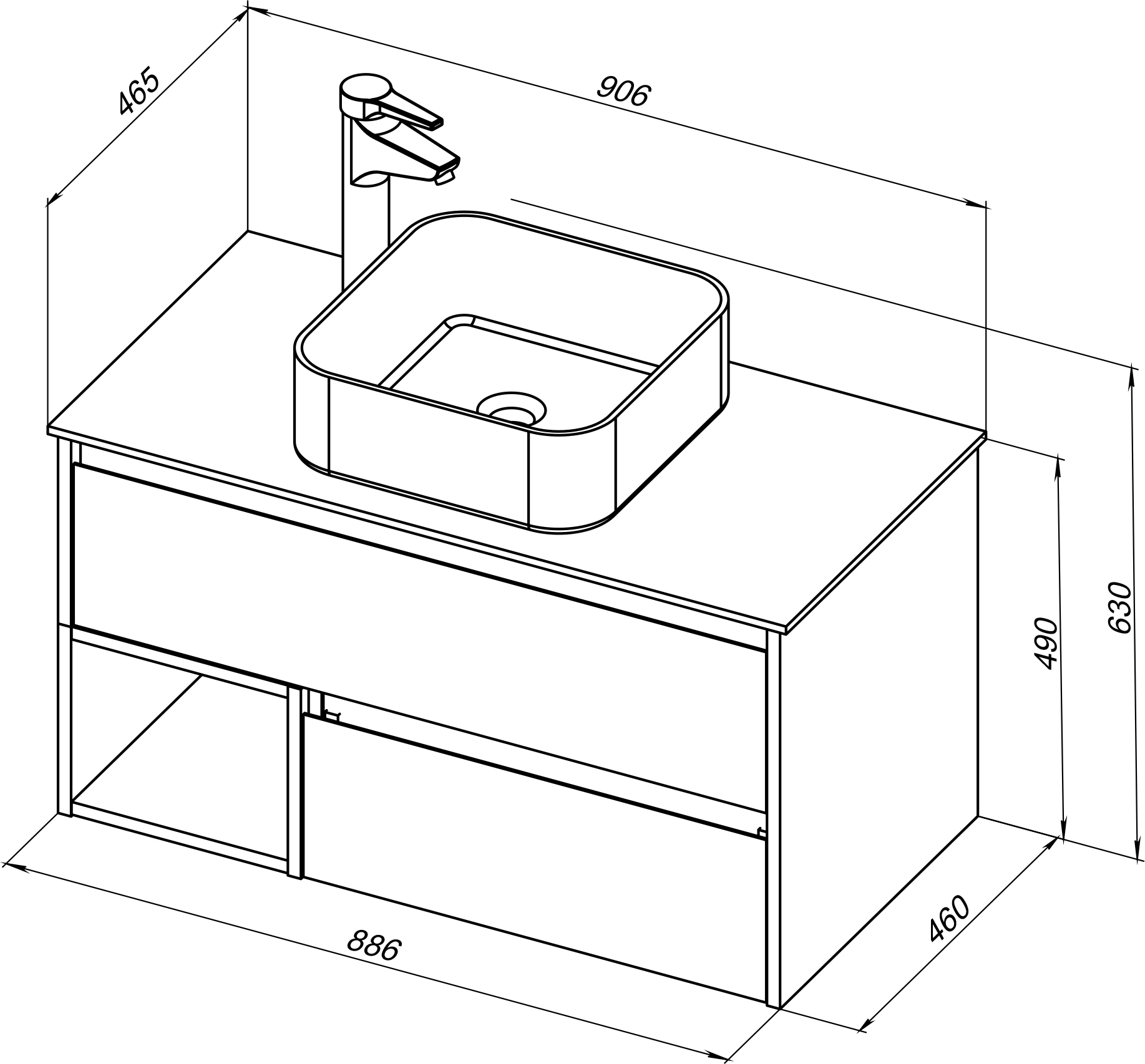 Тумба с раковиной STWORKI Карлстад 90 дуб рустикальный, простоун беж, с отверстием для смесителя в столешнице 425505 - 7