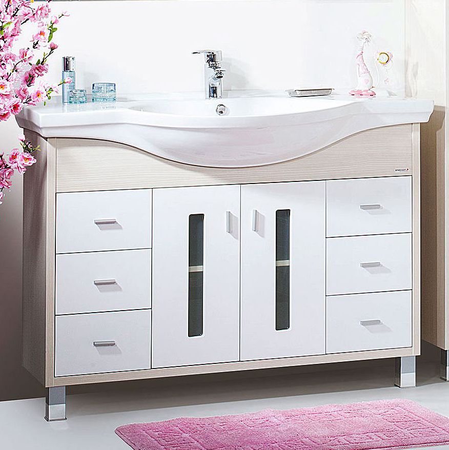 Тумба для комплекта Бриклаер Бали 120 светлая лиственница, белый глянец 4627125412073 - 0