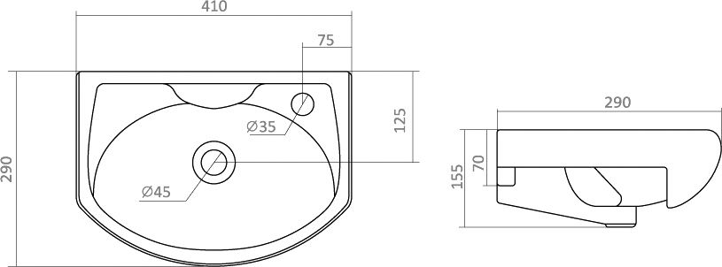 Тумба с раковиной Бриклаер Бали 40 светлая лиственница, белый глянец, R - 5