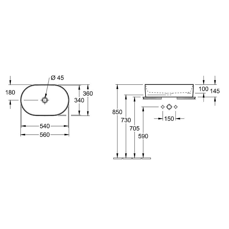 Накладная раковина Villeroy&Boch Collaro 56 белая 4A1956RW - 2