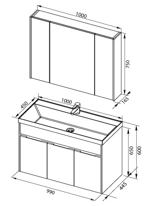 Зеркало-шкаф Aquanet Латина 100 белый 179636 - 7