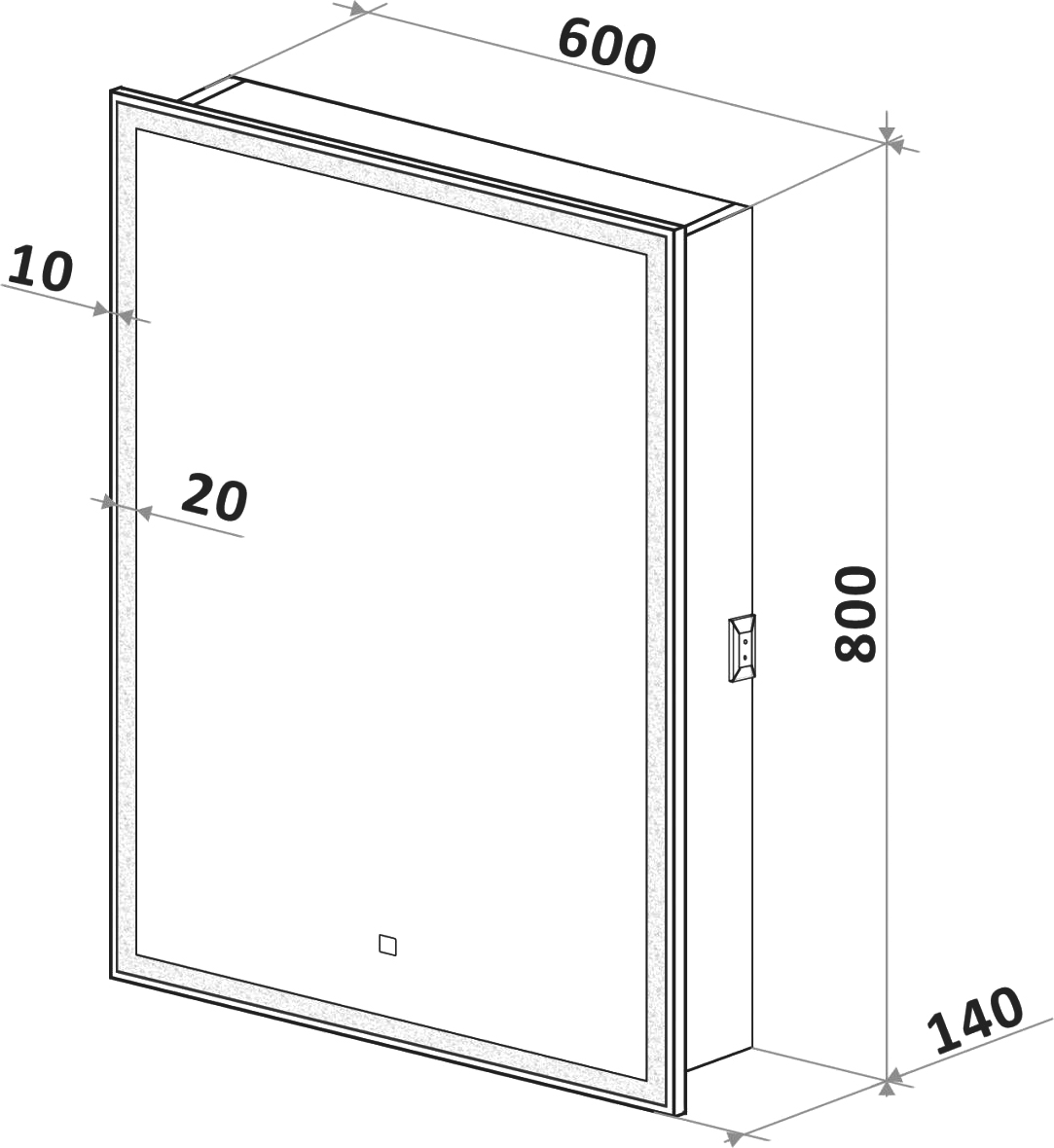 Зеркало-шкаф Art&Max Techno 60 с подсветкой AM-Tec-600-800-1D-R-DS-F - 3
