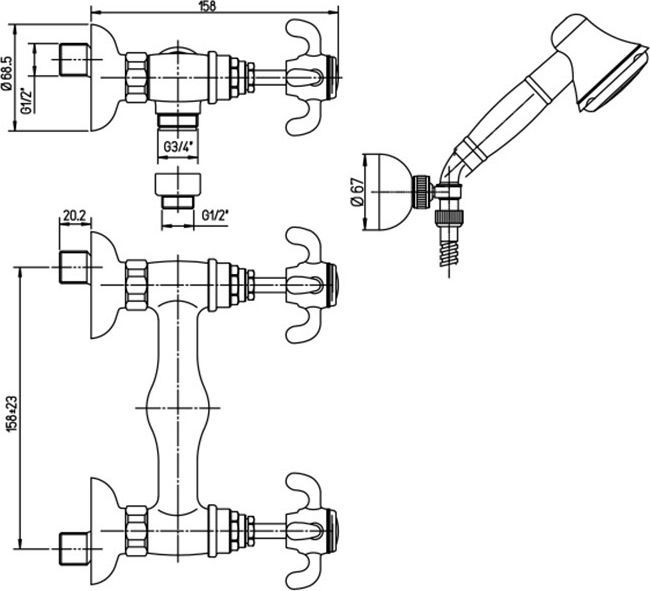 Смеситель для душа Paini Ornellaia 87CR509 - 1