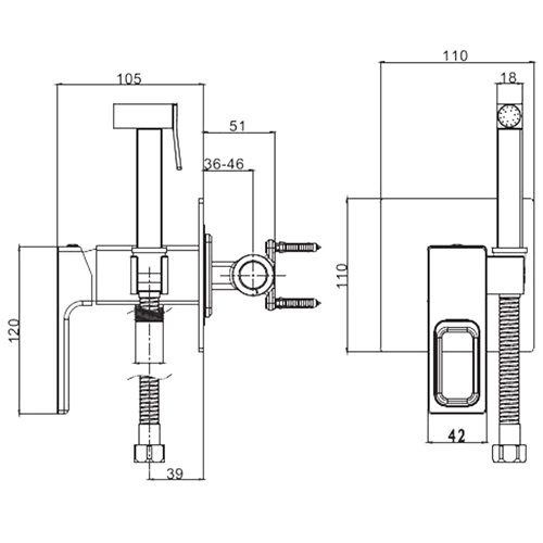 Смеситель с гигиеническим душем Gappo G7217-8 - 1
