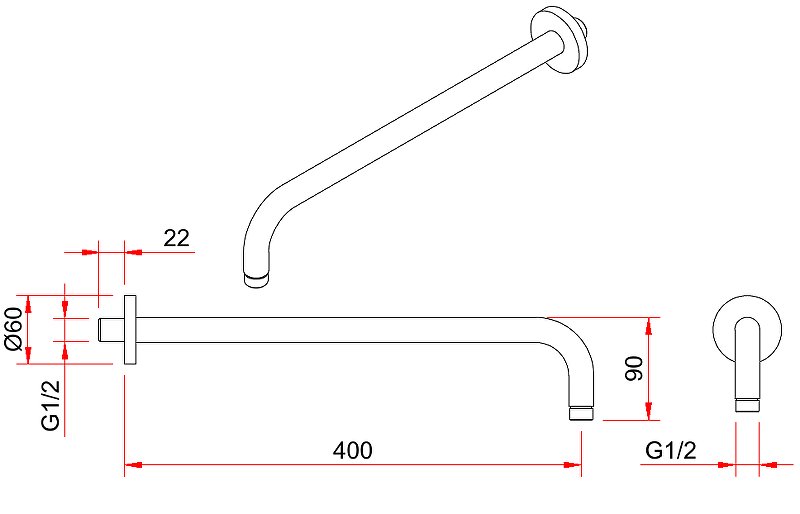 Кронштейн для верхнего душа Berges Ventas R хром 074009 - 1