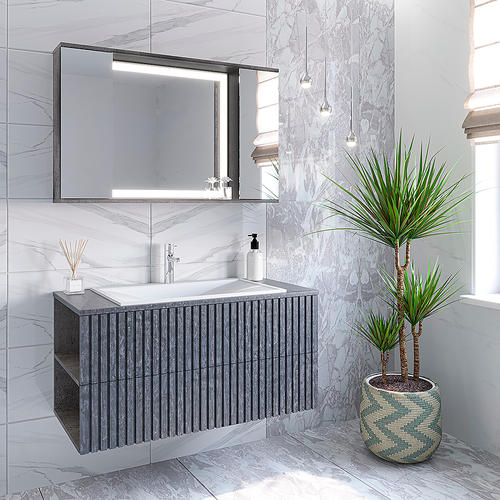 Тумба под раковину подвесная Stella Polar Дэрри 100 серый SP-00001038 - 2