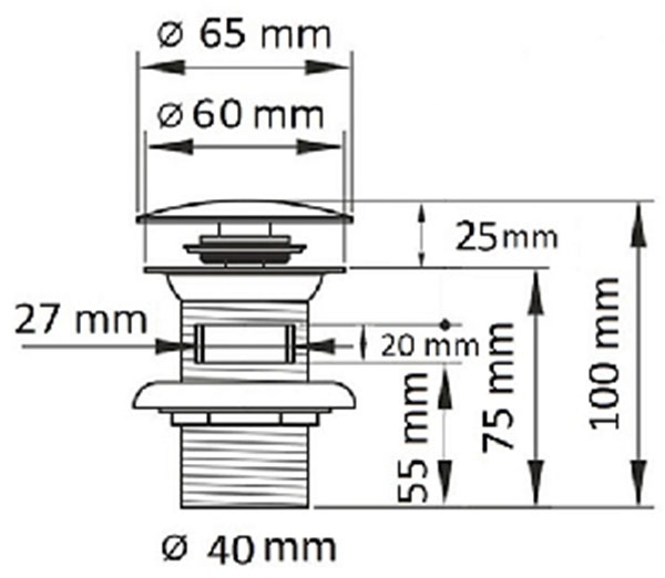 Донный клапан для раковины Ceramalux черный, глянцевый  RD019 - 1