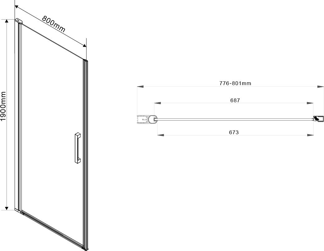 Душевая дверь в нишу Vincea Orta VPP-1O800CL 80 см, хром, стекло прозрачное - 5