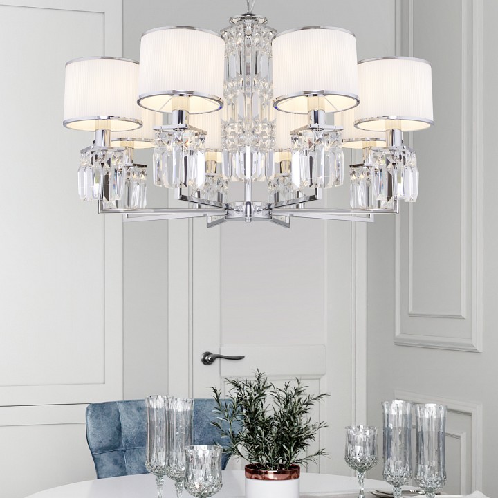 Подвесная люстра Eurosvet Zaffiro 10099/8 хром/прозрачный хрусталь Strotskis (новый абажур) - 2