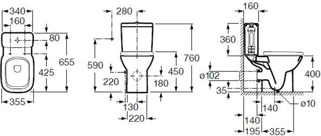 Чаша для унитаза-компакта Roca Debba 34299700Y - 5