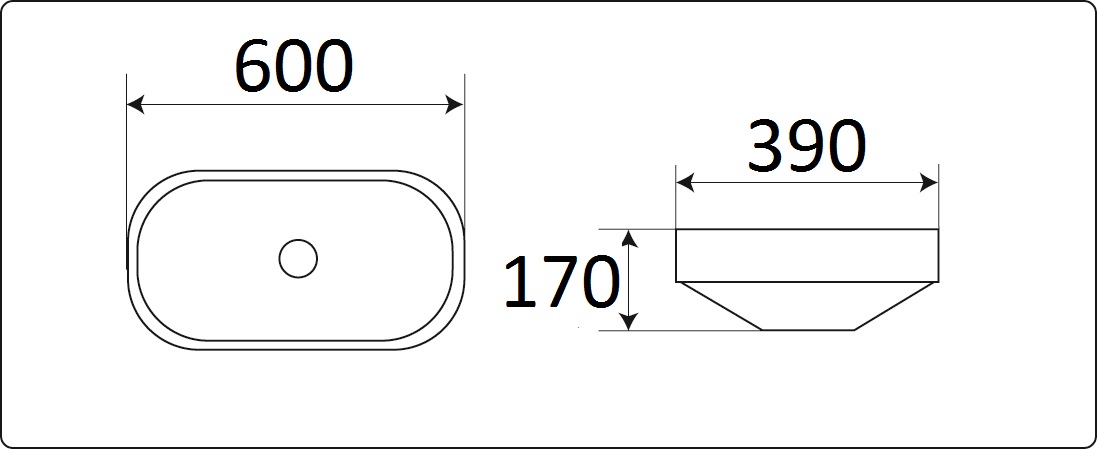 Раковина накладная CeramaLux N 60 см черный матовый  5006CMB - 3