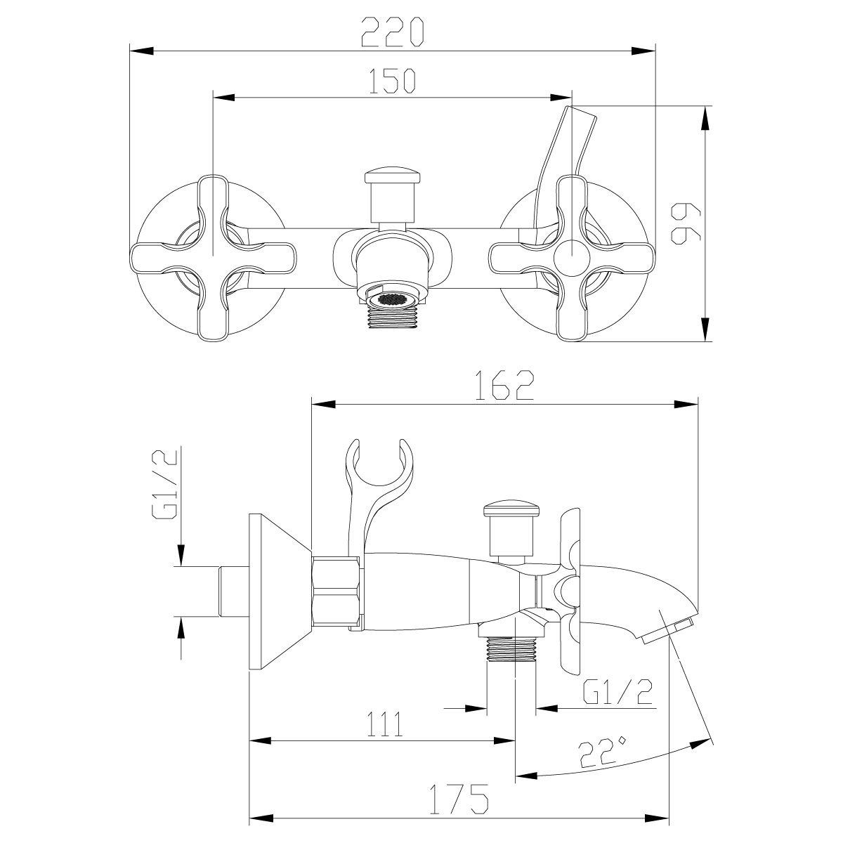 Смеситель Lemark Duetto для ванны с душем LM5712C - 1