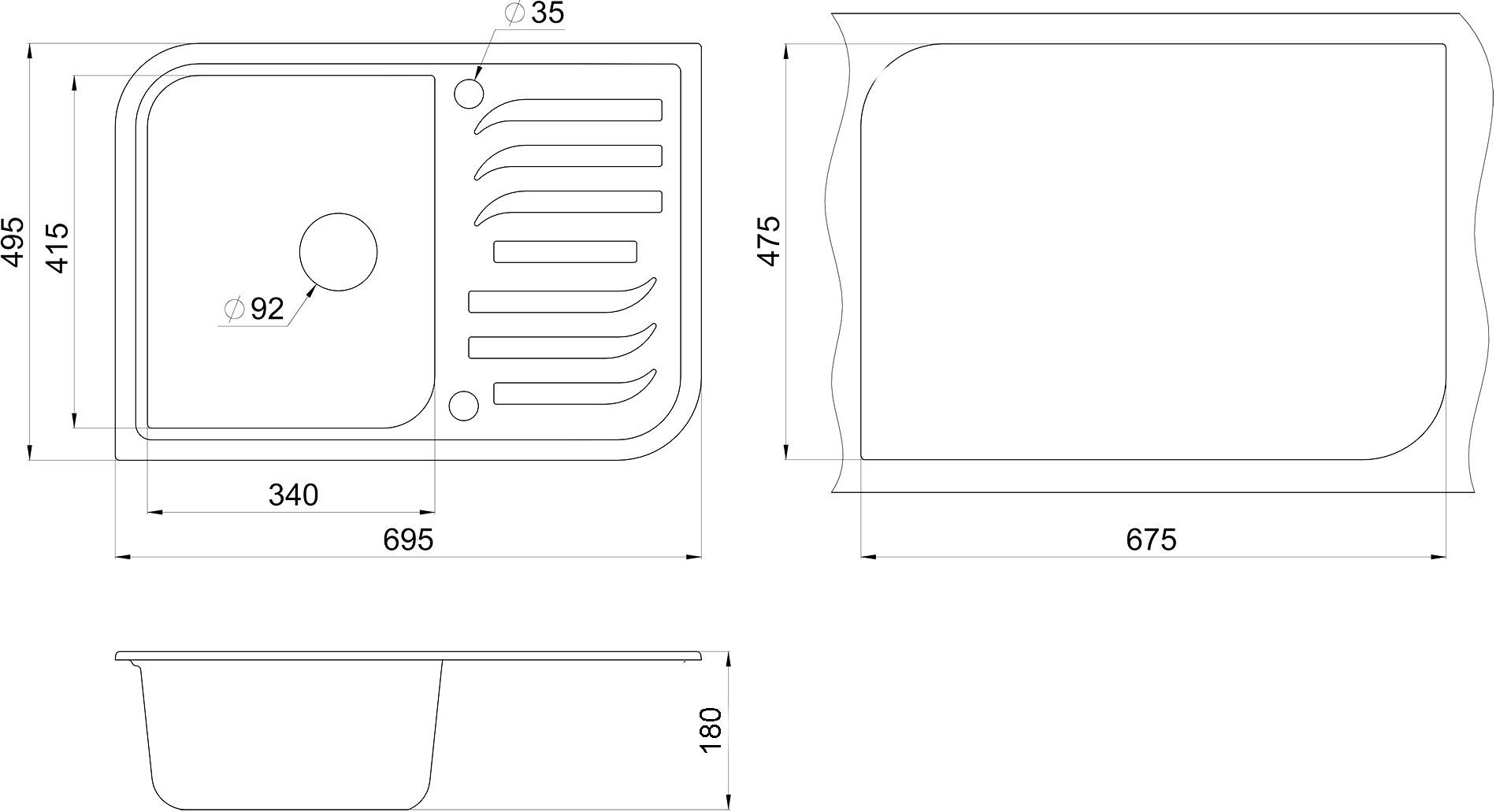 Мойка кухонная Granula GR-7001 шварц - 1