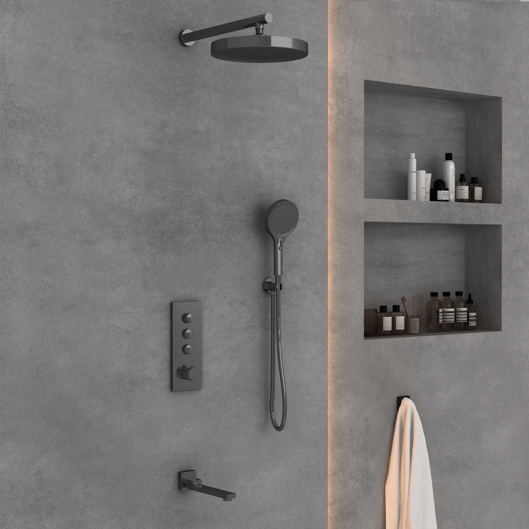 Душевой комплект Vincea Inspire с термостатом темный хром VSFW-433TI2GM - 2