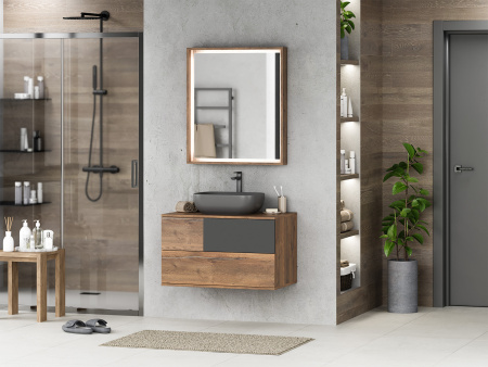 Тумба под раковину Misty Коломбо 80 темное дерево - черный П-Кол-01080-074П - 2