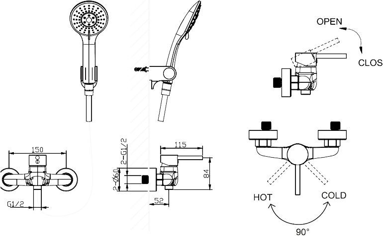 Смеситель Bravat Slim TF9332366CP-01-RUS для душа - 4