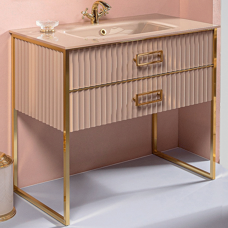 Тумба под раковину моноблок Boheme Armadi Art Monaco 100 бежевый глянец - золото 866-100-CPG - 0